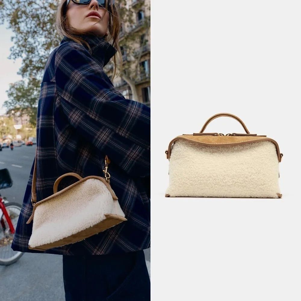 ZARA LONG SHEARLING BAG